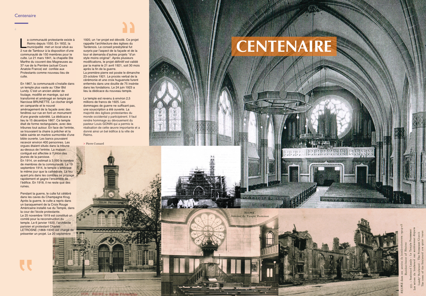 1923-2023 Centenaire de la reconstruction du temple de Reims.